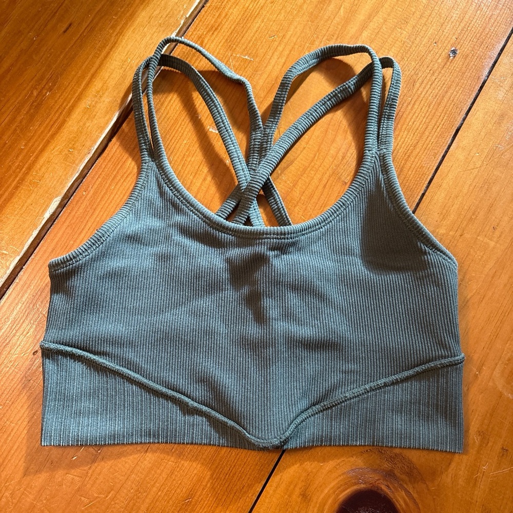 Green strappy sports bra